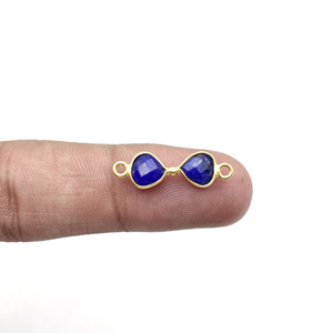 Charme en Pierre Précieuse Cœur de Saphir Bleu |   Connecteur élégant pour la fabrication de bijoux - Product Image 2