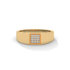 Anillo de Oro con Diamantes, Diseño Cuadrado, Joyería Masculina para Regalo de Boda o Fiesta - Product Image 1