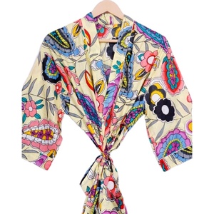 Robe Kimono longue légère 100% coton biologique pour femmes Robe de chambre en coton Boho Peignoir en coton pour femmes - Product Image 3