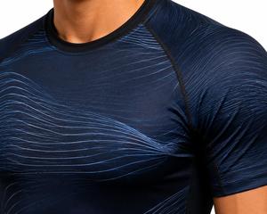 T-shirt de sport pour homme tendance, manches courtes, bleu surf, imprimé par sublimation, séchage rapide, polyester, taille adulte - Product Image 5