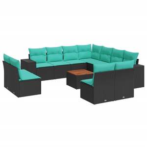 Set Divano da Esterno 12 Pezzi in Polyrattan Nero con Cuscini - Elegante Collezione Arredamento da Giardino - Product Image 2