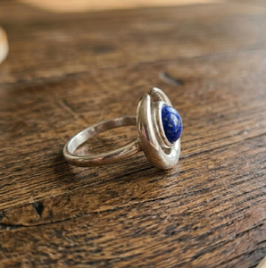 New Arrival 925 Sterling <b>Silver</b> Natural Blue Lapis Lazuli Gemstone Vintage Celestial Design <b>Adjustable</b> Statement <b>Ring</b> for Women - Product Image 5