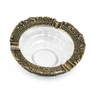 Decorative Metal <b>Ashtray</b> Bowl with Glass Insert | <b>Vintage</b> Tabletop <b>Ashtray</b> for Home, Office & Gift Use - Product Image 3