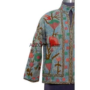 Veste en coton pur 100% brodée à la main, veste en tissu TNT doux faite à la main pour femmes - Product Image 2