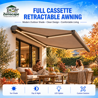 Auvent motorisé extérieur de qualité hôtelière à cassette intégrale, abri anti-pluie avec option LED pour hôtel, terrasse au bord de la piscine, salon d'accueil