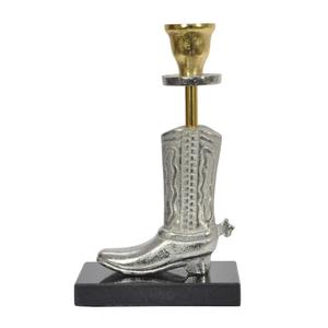 Sculpted Silver Horse Riding <b>Boot</b> Pillar Gold Tealight Candle Holder With Base Latest Item Equestrian Candle <b>Stand</b> Table Decor - Product Image 4