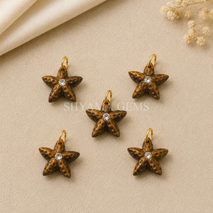 Colgante de Piedra Preciosa de Ojo de Tigre Tallado en Forma de Estrella de Mar de 15 mm para la Fabricación de Joyería Bohemia, Accesorios Náuticos, Proveedor Mayorista - Product Image 4