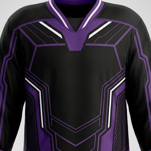 Uniformes de hockey sobre hielo sublimados personalizados al por mayor para hombres adultos, tallas grandes, conjuntos de uniformes de equipo con impresión, de secado rápido y transpirables - Product Image 6