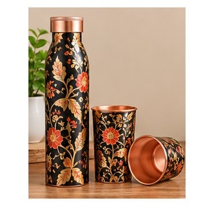 Juego de Botellas de Agua de Cobre Oriental con Diseño de Grulla, Termo Portátil de Viaje de 2 Piezas - Product Image 5