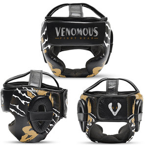 Venomous Gold Reaper Leather Adjustable Breathable <b>Boxing</b> Head Guard Premium Training <b>Headgear</b> Protective - Product Image 1