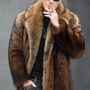 Nuevo Abrigo de Piel para Hombre - Piel de Visón Norteamericano Importada, Largo Medio, Solapa de Pico, Chaqueta de Piel Moderna y Elegante - Product Image 1