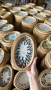 Plateau en rotin nacre tressé à la main, matériau naturel pour la décoration intérieure, service de table, présentation, fabriqué au Vietnam - Product Image 4