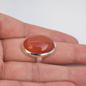 Magnifique bague en cornaline naturelle, argent 925, bijoux en pierres précieuses faits à la main, bague unisexe - Product Image 5