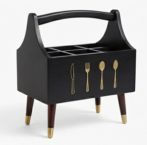 Mesa Auxiliar de Madera de Diseño Moderno, Hecha a Mano, con Recubrimiento Negro, a un Precio Accesible - Product Image 1