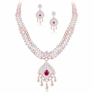 Nuevo Diseño de Última Moda, Juego de Joyería Fina de Oro Amarillo y Blanco de 14 Quilates, Collar con Diamantes de Corte Pera Geométrico para Regalo de Boda y Fiesta - Product Image 3