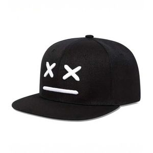 Unisex Street Style Snapback Cap 6-Panel Embroidered Character Design <b>Black</b> White Adjustable Fit Casual 100% Polyester Sports - Product Image 3