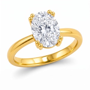 Anillo de Compromiso Solitario con Diamante Ovalado de 2 Quilates Cultivado en Laboratorio, Chapado en Rodio, Oro de 14 Quilates, Clásico de Doble Punta para Aniversario de Mujer - Product Image 1