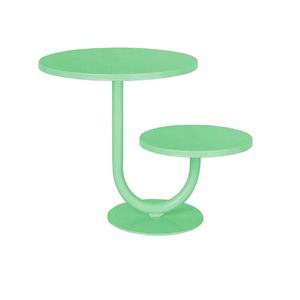 Support à gâteau rond en aluminium bleu métallisé, support à gâteau décoratif en métal à 2 niveaux, support à gâteau parfait pour la table à manger à la maison - Product Image 3