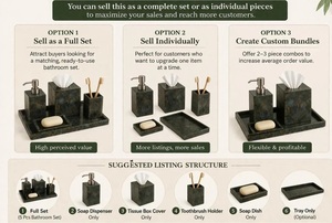 Stone Bathroom Accessories Set Natural Labradorite Marble Bath Set Soap Dispenser Tissue Holder & Tray for Hotel Bathroom Decor - Product Image 6