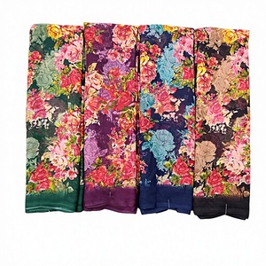 ผ้าส่าหรีผ้าจอร์เจียแบบเนื้อนุ่มพิเศษพร้อมเสื้อส่าหรีดีไซน์ลายดอกไม้ขายส่งจำนวนมาก - Product Image 1