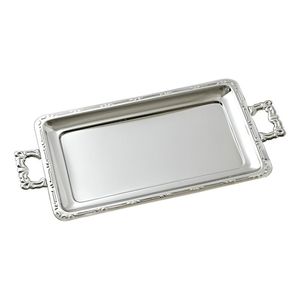 Ensemble de plateaux de service rectangulaires de luxe en acier inoxydable avec poignées dorées, plateaux décoratifs en métal gravé pour mariage et décoration intérieure - Product Image 5