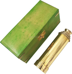 กล้องโทรทรรศน์แบบพกพาทำจากทองเหลืองเงางามแบบถือโบราณขนาด15นิ้วพร้อมกล่องไม้สีเขียว - Product Image 5