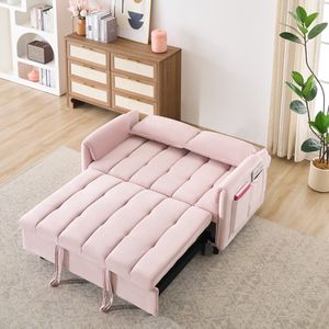 เตียงนอนโซฟาปรับนอนเปิดประทุนกำมะหยี่สีชมพู, กลไกแบบดึงออกได้3 1ห้องนั่งเล่นแบบลำลอง - Product Image 3