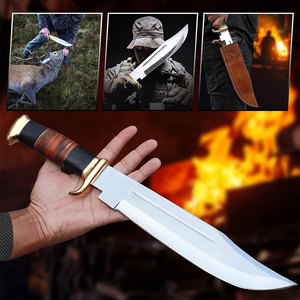 Couteau Bowie, grand couteau utilitaire pour la chasse et le camping en plein air, avec construction en acier inoxydable, poignée confortable - Product Image 5