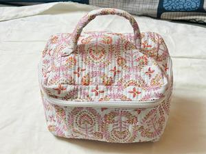 Floral Cotton Large Daily Use Fashion Trend <b>Makeup</b> Bag Boho Cosmetic Pouch Zipper for Organizer Cottagecore Travel Bag - Product Image 1
