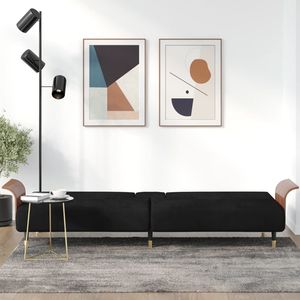 Divano Letto in Velluto Nero con Struttura in Metallo per Spazi Compatti - Product Image 3