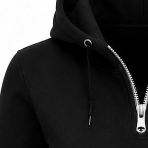 Sudadera con capucha negra personalizada para mujer, estilo griego, con media cremallera, manga larga, bordado de escudo, tipo jersey, informal, de forro polar para hermandades - Product Image 3