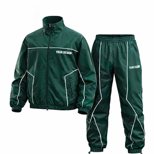 Custom Men's Winter Solid Cotton Hooded Tracksuits Printed Windbreaker 2-Piece <b>Set</b> Sport Jacket Zip <b>Waterproof</b> Customized Piping - Product Image 4