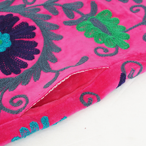 Women Velvet Embroidered <b>Jacket</b> Mandarin Collar Lantern Sleeve Floral Boho Style Autumn Coat Handmade Suzani <b>Pattern</b> - Product Image 3