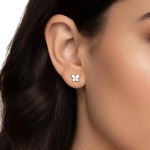Pendientes de Mariposa con Moissanita, Color DEF, Claridad VS VVS, Certificación IGI, Oro Sólido de 10K, 14K, 18K, Diamantes de Laboratorio Marquise y Redondos - Product Image 2