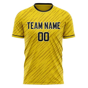 Camiseta de Fútbol Sublimada Amarilla Personalizada para Hombre, Manga Corta, Absorbe la Humedad, Nombre del Equipo Impreso, Uniformes de Fútbol - Product Image 1
