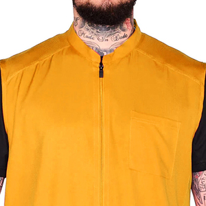 Chaleco Polo Amarillo sin Mangas para Barbería, Ropa Casual para Hombre, Color Sólido, para Uso en Salón - Product Image 3