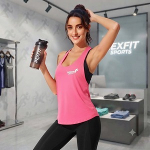 REXFITSPORTS 2026 เสื้อกล้ามกีฬาผู้หญิงแบบใหม่พร้อมโลโก้สั่งทำพิเศษ ระบายอากาศได้ดี ไม่มีแขน เหมาะสำหรับออกกำลังกาย โยคะ ฟิตเนส วิ่ง และการออกกำลังกายอื่นๆ ผลิตโดยโรงงาน - Product Image 5