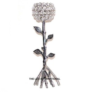 Gold Plated Candle <b>Stand</b> <b>With</b> Crystal Votive New Look in Metal Candle <b>Stand</b> Handmade Candle Holders in Wholesale Price - Product Image 6