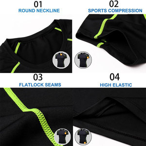 T-shirt de compression pour homme Cool Dry, absorption de la transpiration, entraînement, gym, avec taille personnalisée, léger, doux pour la peau - Product Image 3