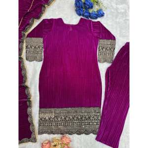 Ensemble haut, bas et dupatta pour femmes, vêtements de soirée de créateur - Product Image 3