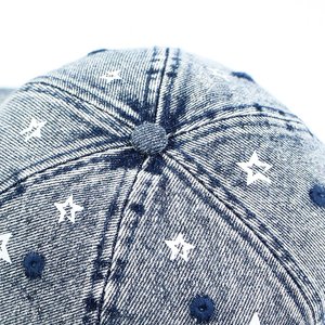 Casquette de baseball unisexe en jean avec imprimé étoile, style vintage délavé, 6 panneaux, ajustement réglable pour adultes, printemps-été, tenue décontractée - Product Image 6