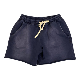 Shorts de survêtement unisexe délavés effet soleil avec cordons longs, impression 3D personnalisée, 100 % coton, shorts d'été délavés à l'acide pour hommes - Product Image 2