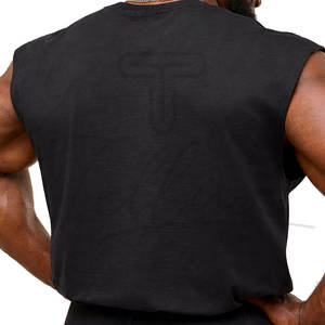 Camiseta sin mangas personalizada con cuello redondo y hombros anchos, corte holgado, tela de algodón ligera, con logo impreso, para hombre - Product Image 3