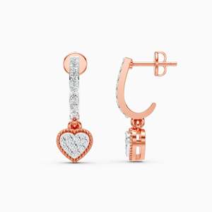 Boucles d'oreilles pendantes en moissanite plaqué or rose, design floral, taille poire, sertissage griffe, bijoux de luxe pour femme, pour mariage - Product Image 4