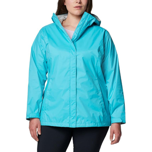 Chaqueta Impermeable Azul Aqua para Mujer Talla Grande, Cortavientos con Capucha, Ropa Deportiva, Impermeable Ligero para Senderismo y Viajes al Aire Libre - Product Image 1