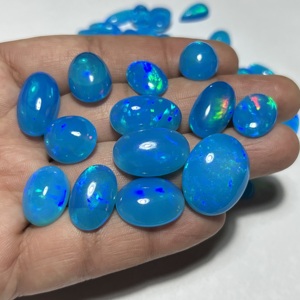 Natural Ethiopian Blue Opal Oval Cut Gemstone Cabochon with Brilliant Fire Flash Rainbow Play for Jewelry Collectors - Product Image 6
