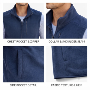 Gilet en polaire pour homme de haute qualité à bas prix, respirant, séchage rapide, couleur unie, pour l'extérieur et l'intérieur, streetwear, gilet en polaire pas cher pour homme - Product Image 3