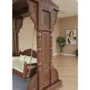Balançoire traditionnelle en bois avec cadre sculpté et coussins pour salon, prix d'usine en gros - Product Image 4