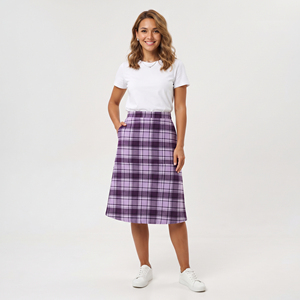 Jupes à carreaux pour femmes, longueur genou, jupes en coton de haute qualité, respirantes, style streetwear, jupes longues en flanelle à carreaux - Product Image 2