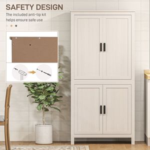 Dispensa da Cucina Autoportante a 4 Ante Bianco Antico, Armadio Contenitore da 163 cm con 3 Ripiani Regolabili per un'Organizzazione Efficiente della Cucina - Product Image 6